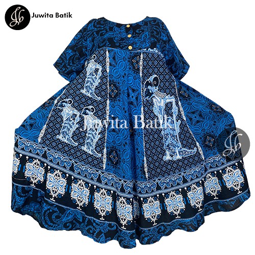 Juwita Batik - Daster Payung Jumbo LD 130 3XL Wayang Klok Pola - Kancing Dada Busui Bumil