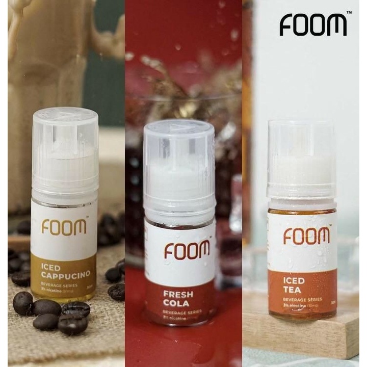 FOOM SALT BEVERAGE SERIES 30M ICED CAPPUCINO // ICED TEA // FRESH COLA