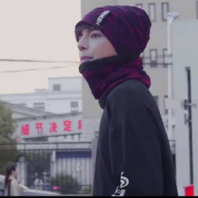 Topi kupluk dewasa rajut import pria wanita korea tebal kupluk HSW-HITAM