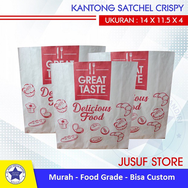 

Paperbag foodgrade ukuran 14x11x4cm, kantong crispy cetak universal