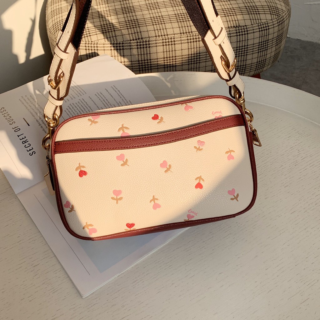 TAS WANITA SELEMPANG EMBOSSED JESS BAG WITH HEART FLORAL PRINT CROSSBODY 2835