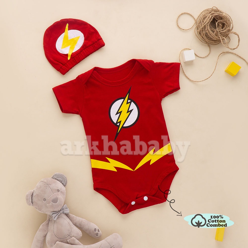 BAJU BAYI JUMPER BAYI HERO/KOSTUM BAYI/ BAJU BAYI KARAKTER/baju bayi lengan pendek