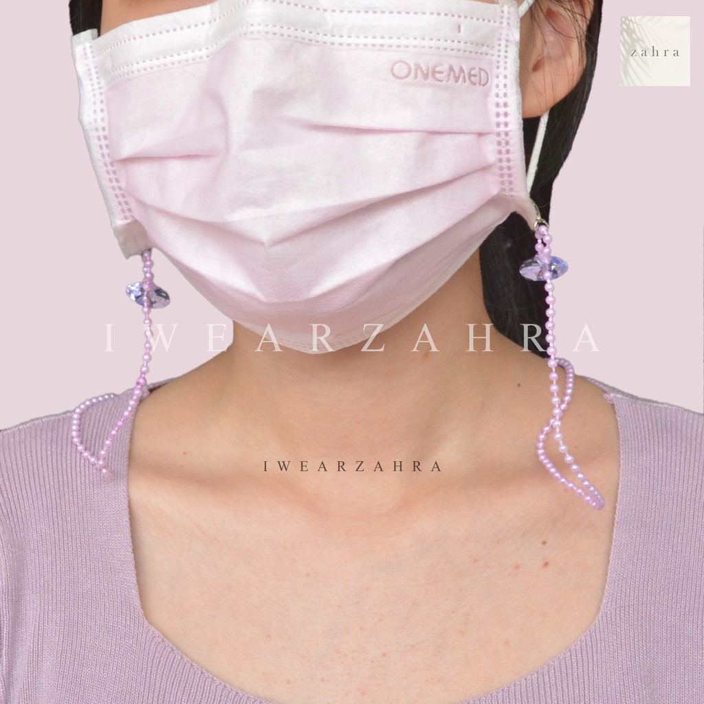 STRAP MASKER [HEART] - Kalung Tali Mask Gantungan Cantolan Kristal Konektor Pengait Strapmask