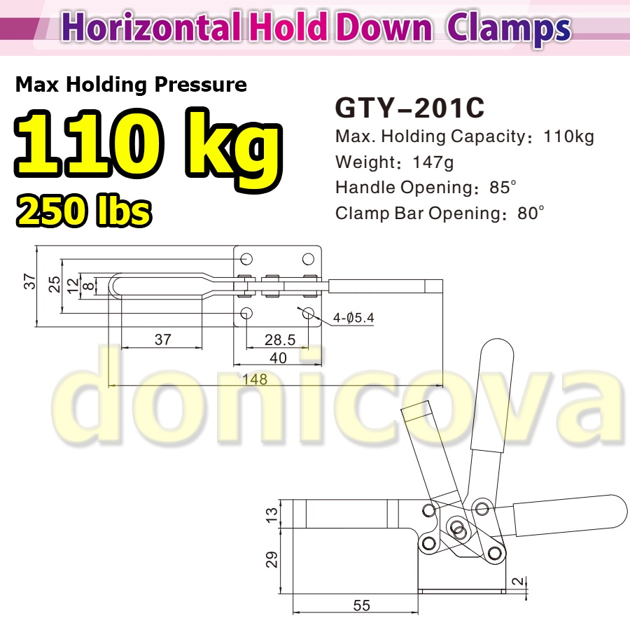 Toggle Clamp Horizontal GH 201C GTY 201 C 110kg setara WIPRO DESTACO