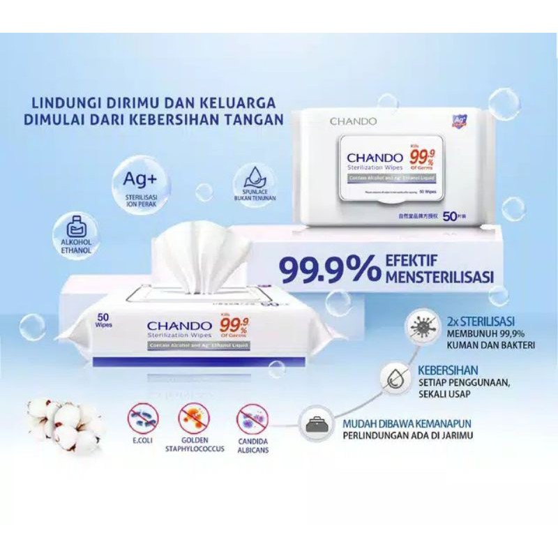 Chando Wipes Sterilization Antibacterial 50 Sheets / Chando tissue sterilisasi antibakteri