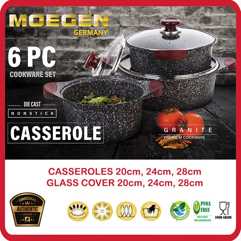 ORIGINAL MOEGEN Germany casserole set / moegen 6 pcs casserole pot granite series anti lengket original