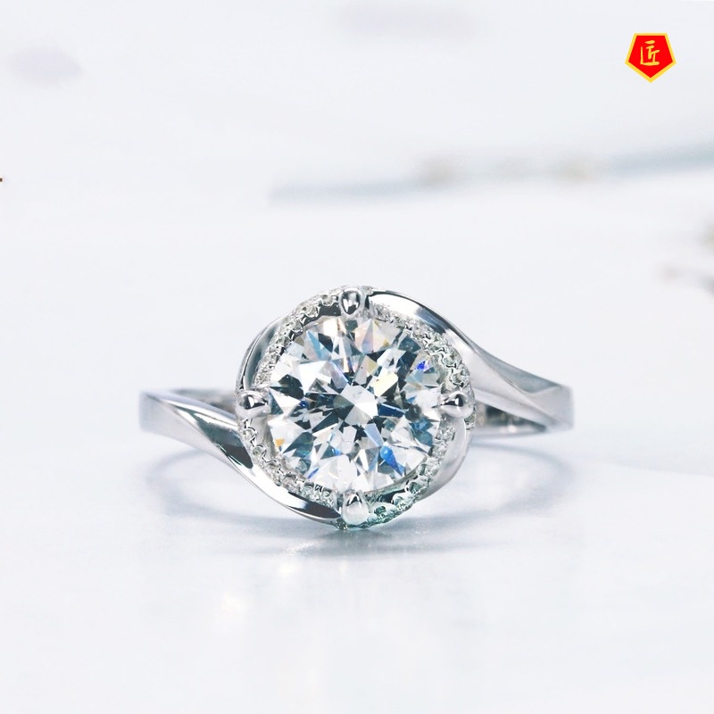 [Ready Stock]Creative Classic Six-Claw Moissanite Twisted Ring