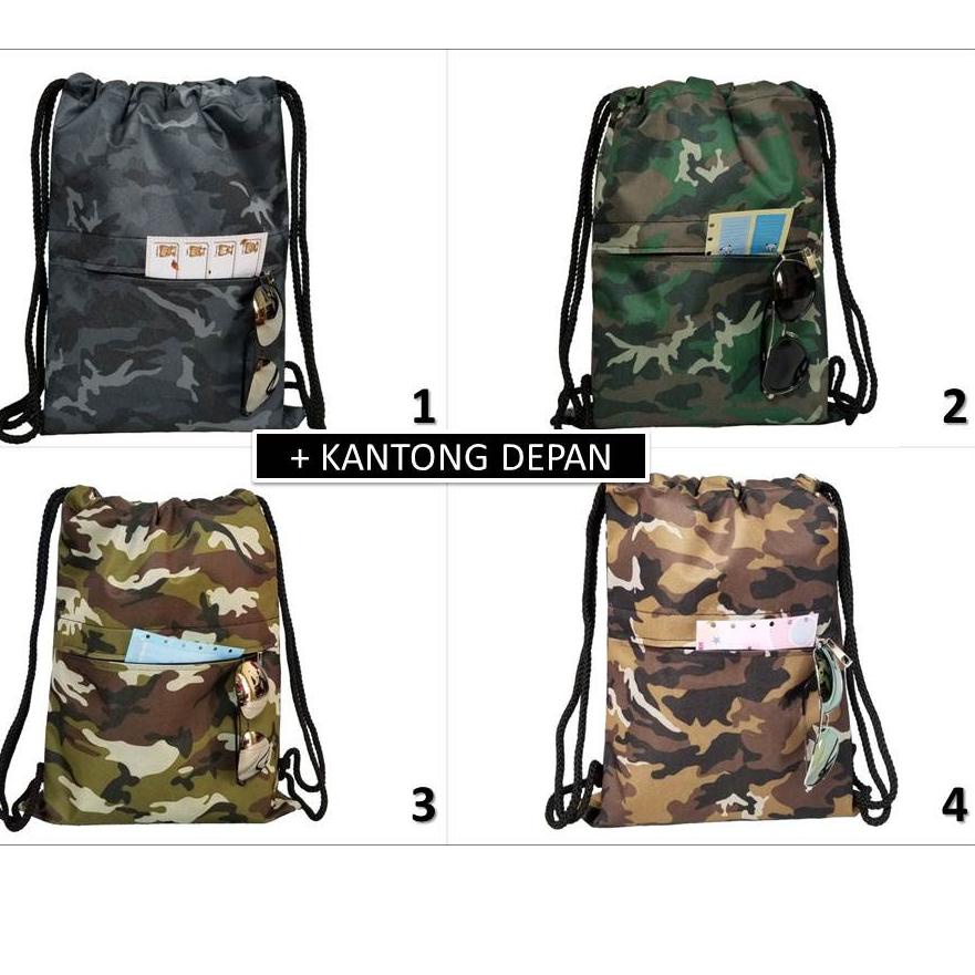 Harga TERMURAAH.. String Bag Army US / Drawstringbag Pixel Tentara / Tas Serut Marine Parachute Lope