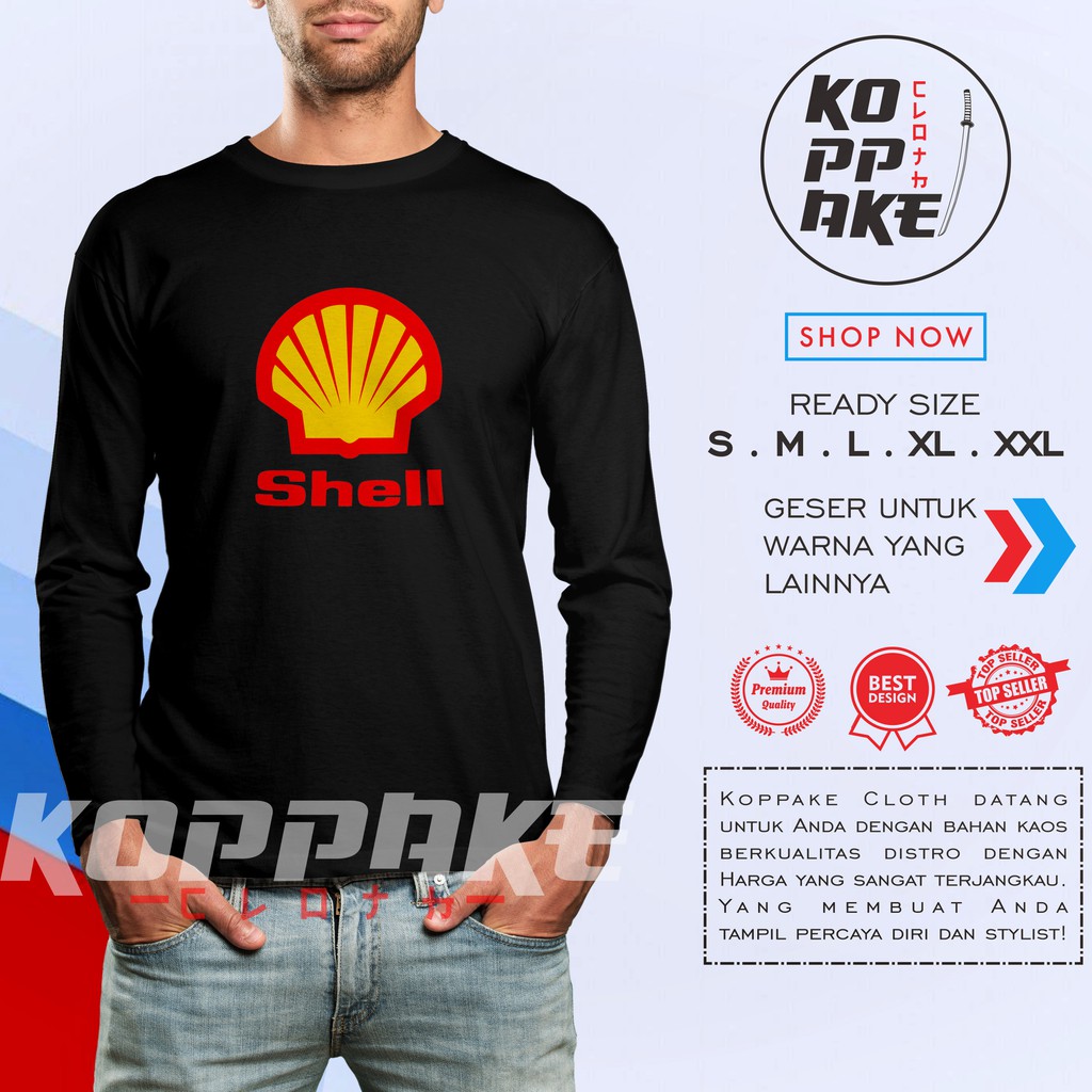 Kaos Shell Logo Lengan Panjang Baju Perusahaan