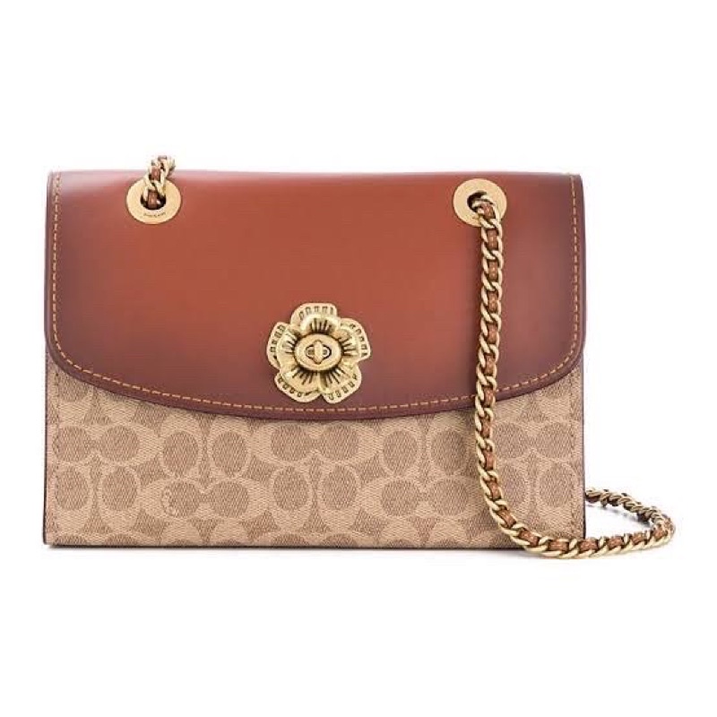 coach parker signature tan rust colorblock