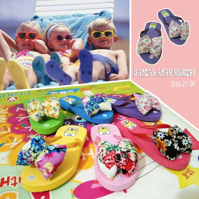 SANDAL JEPIT ANAK KARAKTER KEROPI BANTAL MINIMALIS SZ 21-25