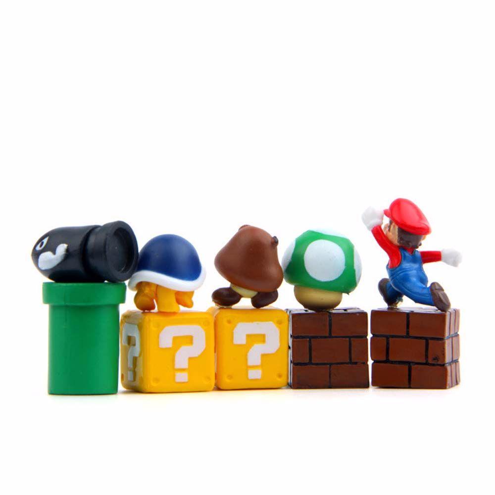 Figurine Action Agustina 10pcs /set Model Koleksi PVC Hiasan Desktop Jamur Model Anime Bros Super Mario.