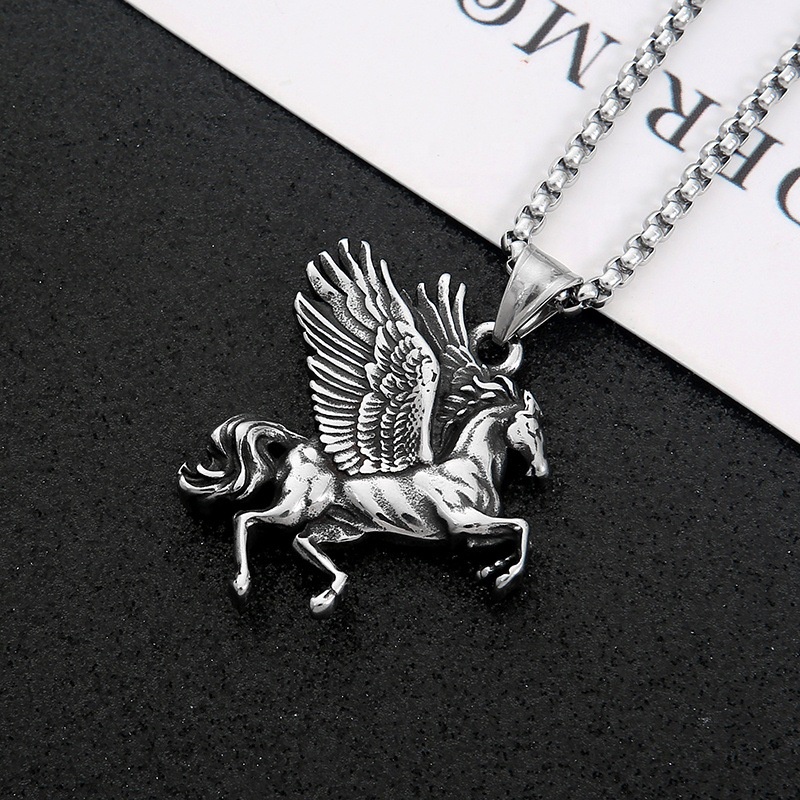 Kalung Liontin Pegasus Hipster Gaya Retro Eropa Amerika Untuk Pria Dan Wanita