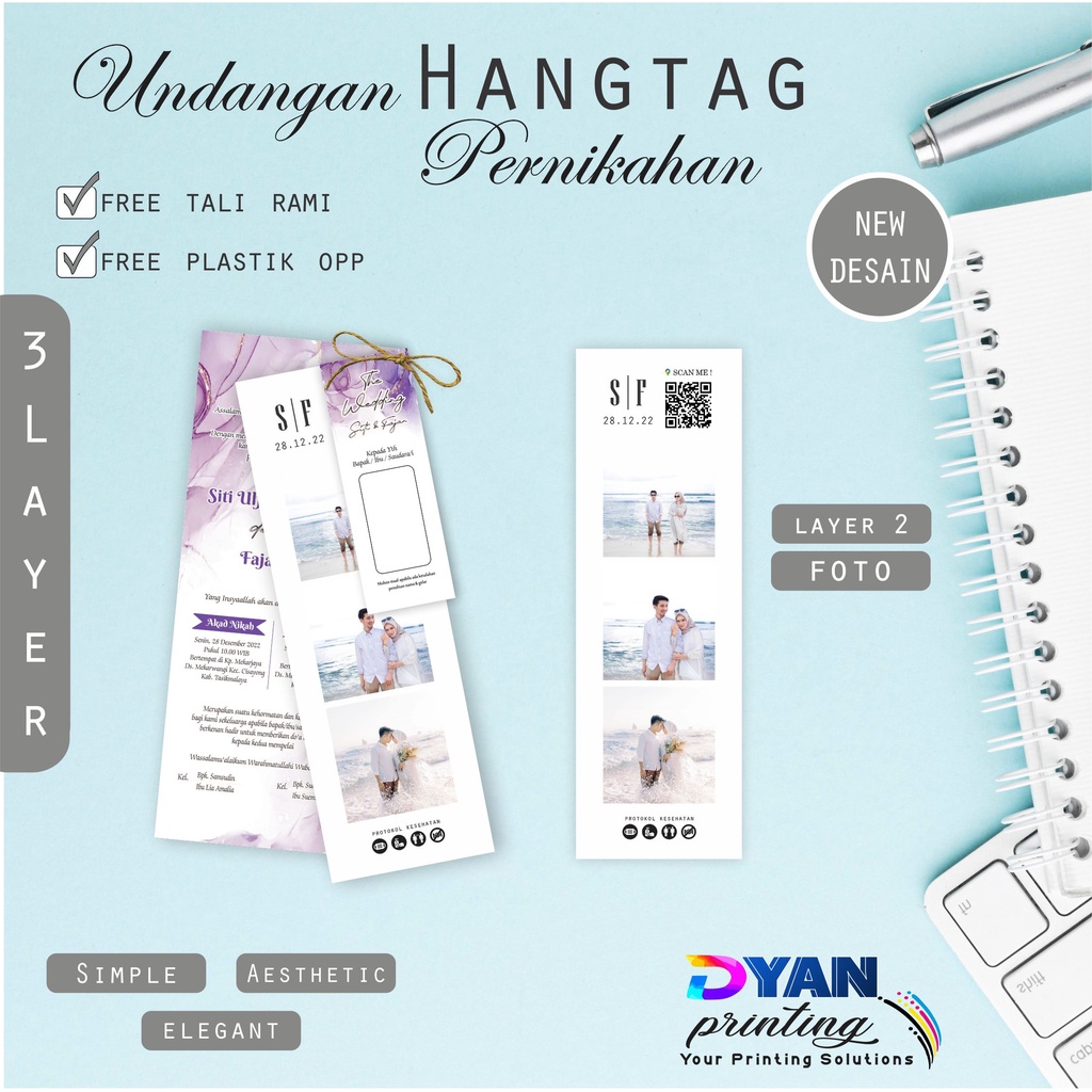 UNDANGAN PERNIKAHAN HANG TAG TALI RAMI ELEGANT MURAH