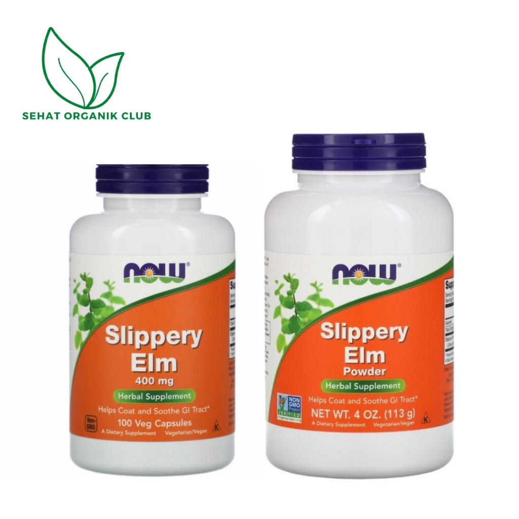 Now Foods Slippery Elm 400 mg 100 Veg Capsules ; Now Foods Slippery Elm Powder 113 gr