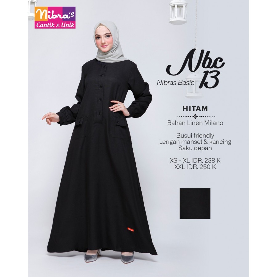 Nibras Gamis Basic Nbc 13 Hitam | Toko Nibras Di Lombok Tengah