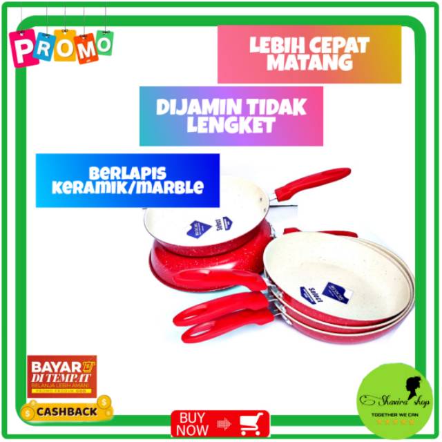 Penggorengan kuali teflon marble peralatan masak anti lengket teflon marble berlapis keramik