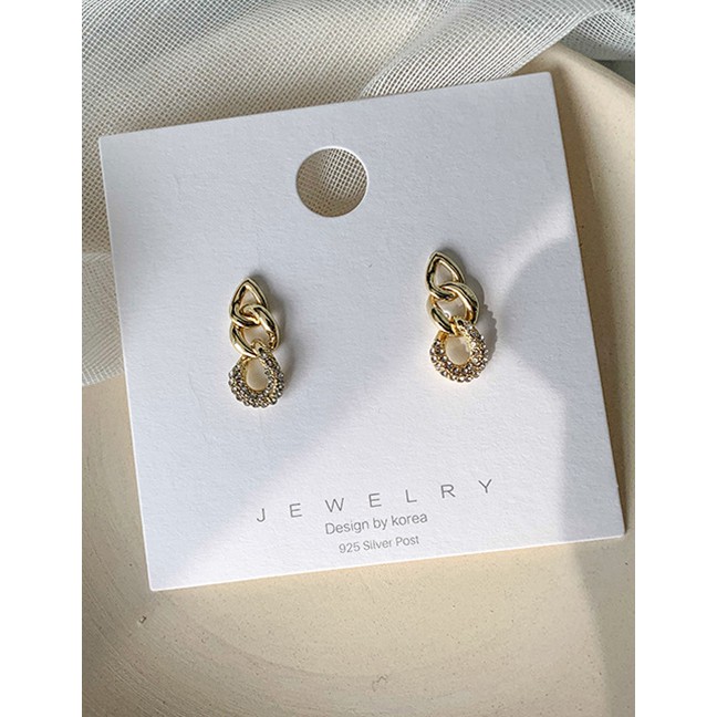 LRC Anting Tusuk Fashion 925 Silver Pin Chain Geometric Earrings D89967