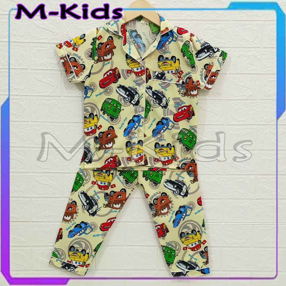 MKids88 - Baju Setelan Katun Piyama Anak Gambar T4YO / Mobil CAR Panda &amp; Spiderman