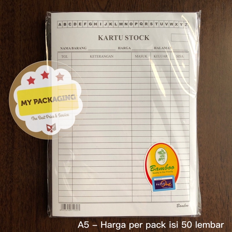 Kartu Stock barang / Stock Card ukuran A5 [50 Sheets]