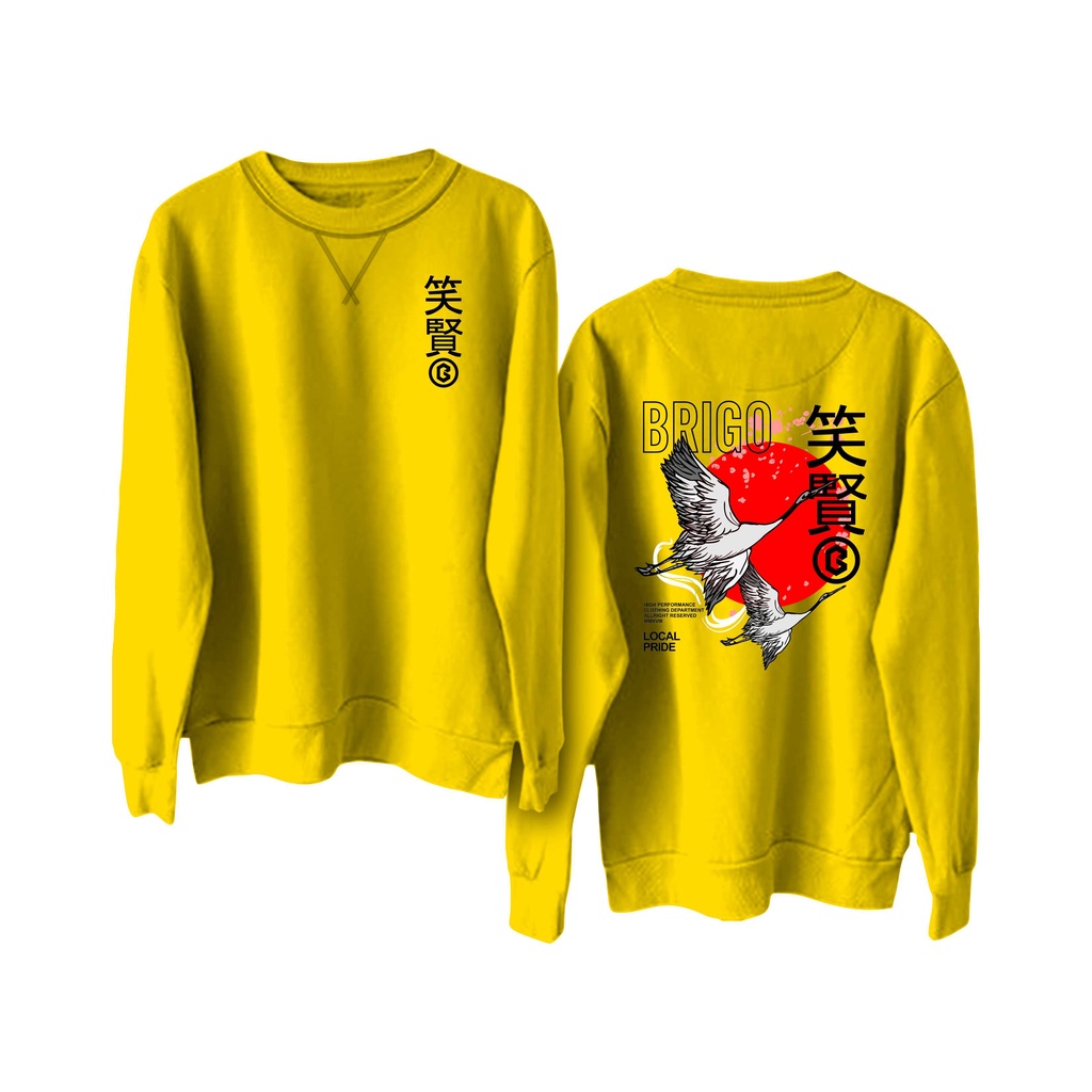 Sweater Crewneck BRIGO japan bird Sablon DTF Fleece Cotton II BRIGO Basic Sweatshirt  japan bird II  Cotton M-XXL (Pria &amp; Wanita) Free stiker&amp;Gantungan Kunci