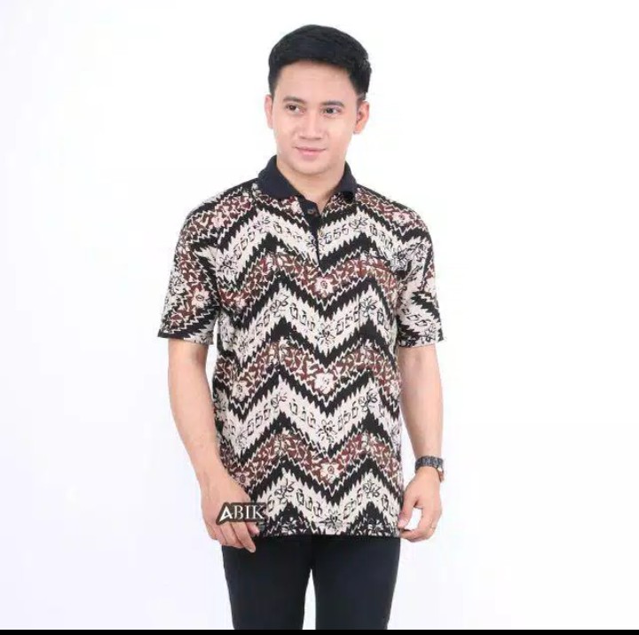 Kaos Batik Pria Cap Batangan Catton Hd 30s - Kerah Dan Saku - Khas Canting - Premium