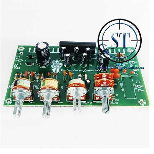 Kit Power Amplifier 18 Watt Mini Stereo IC LA4440 Mini Hifi Stereo Ampli 3 Potensio Bass Trebble Balance Volume Plus Heatsink