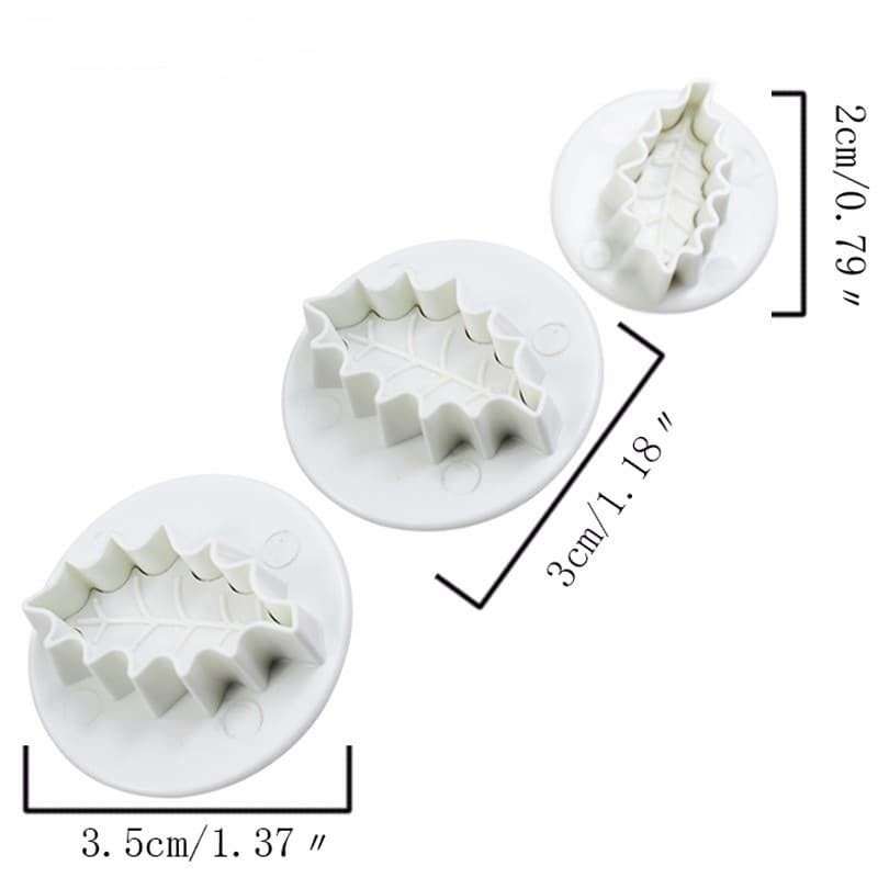 Fondant Plunger Cutter - Cetakan Fondant Holly Leaves (3pcs)