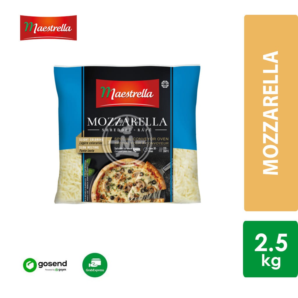 

Maestrella Keju Mozzarella Shredded Rape [Kemasan Ori 2.5 Kg] KHUSUS INSTANT