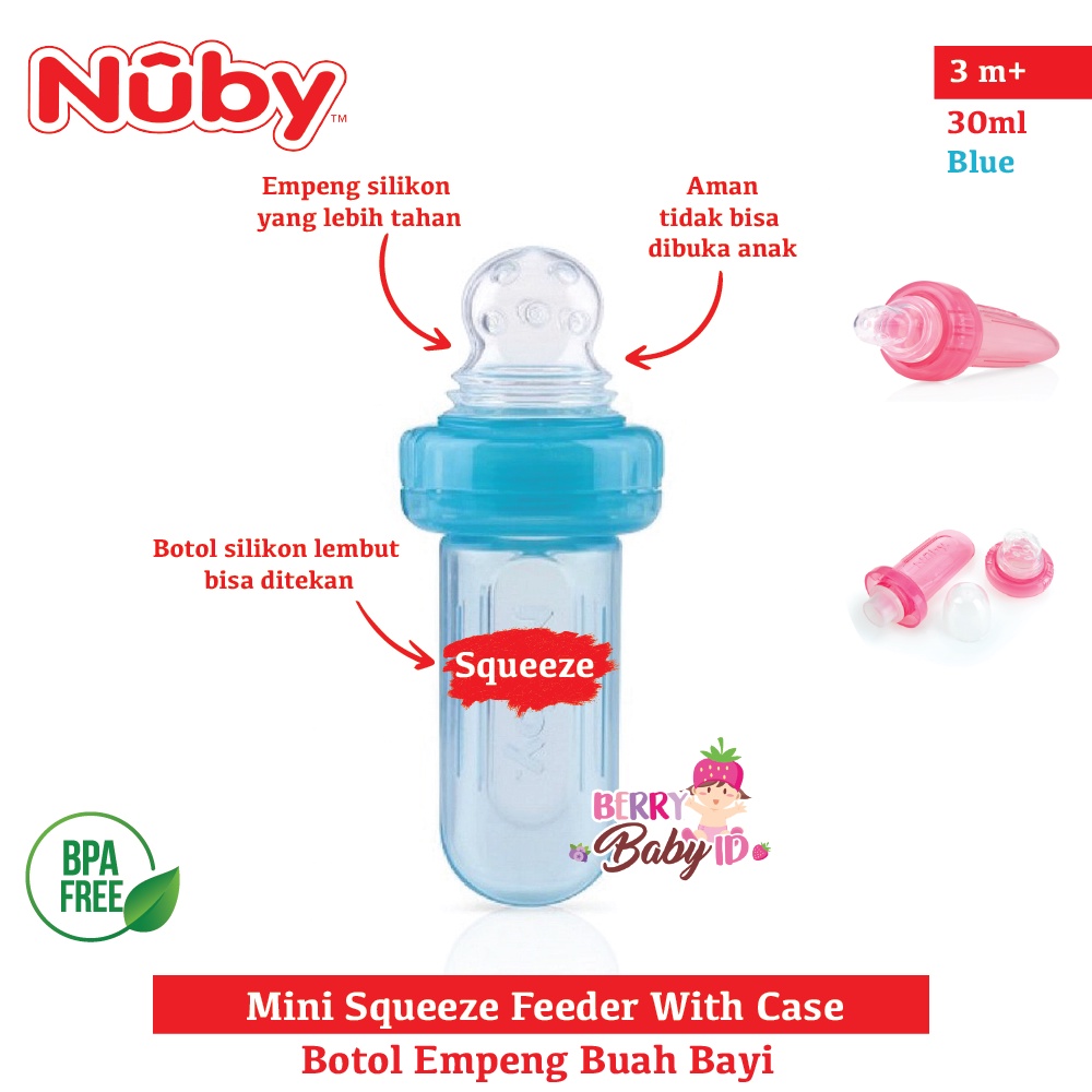 Nuby Mini Squeeze Feeder Baby Food Feeder Squeeze Silikon 3m+ Berry Mart