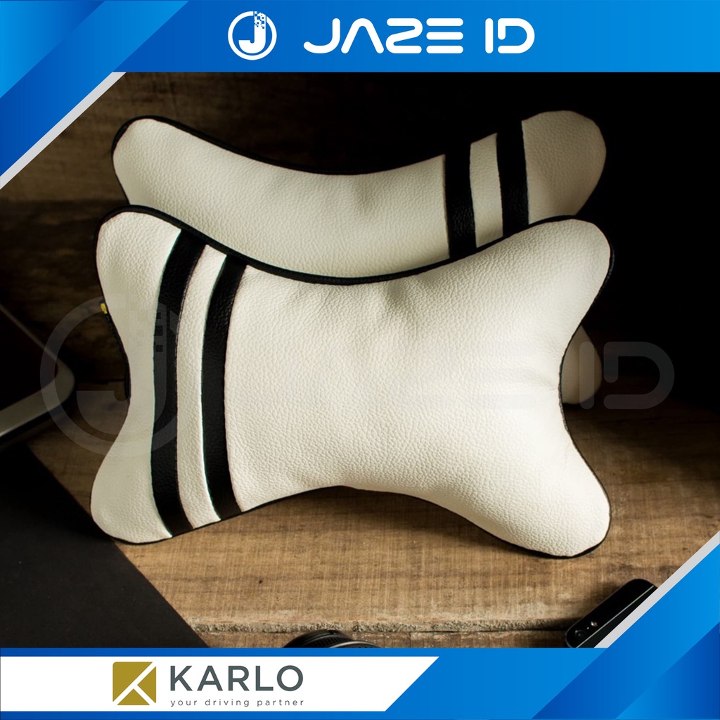 Karlo Bantal Premium Leher Kepala Mobil Sport White Putih