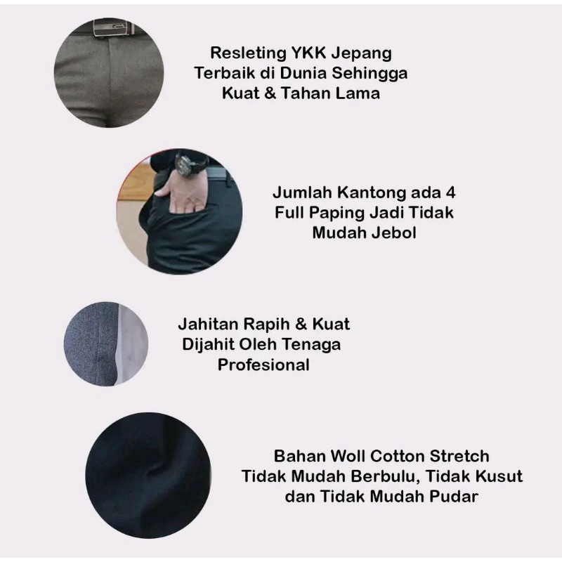 CELANA KANTOR FORMAL PRIA SLIMFIT BAHAN DASAR KAIN WOLL