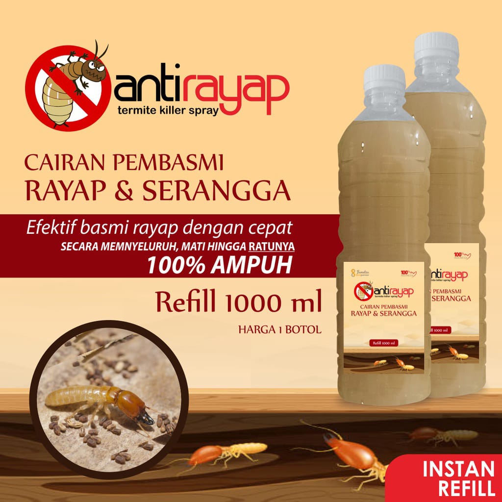 Obat Cairan Anti Rayap Pembasmi Rayap Racun Refiil Kemasan 1 Liter Botol Pet