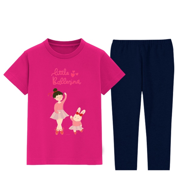 Piyama Little Ballerina Untuk Anak Perempuan Usia 2-8 Tahun Bahan Katun Combed 30s