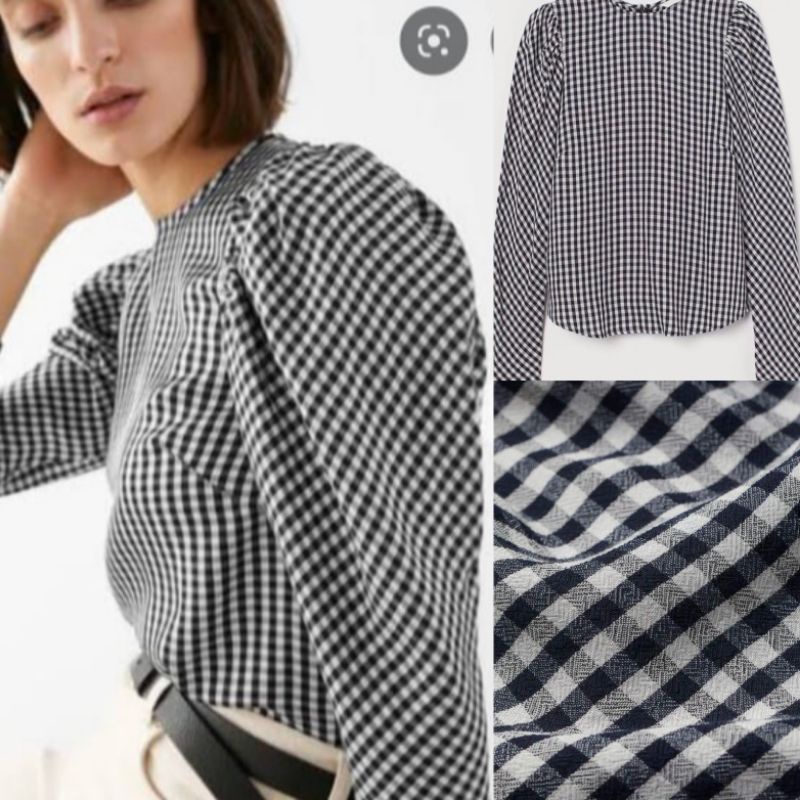 H*M PLAID PUFF TOP-WANITA