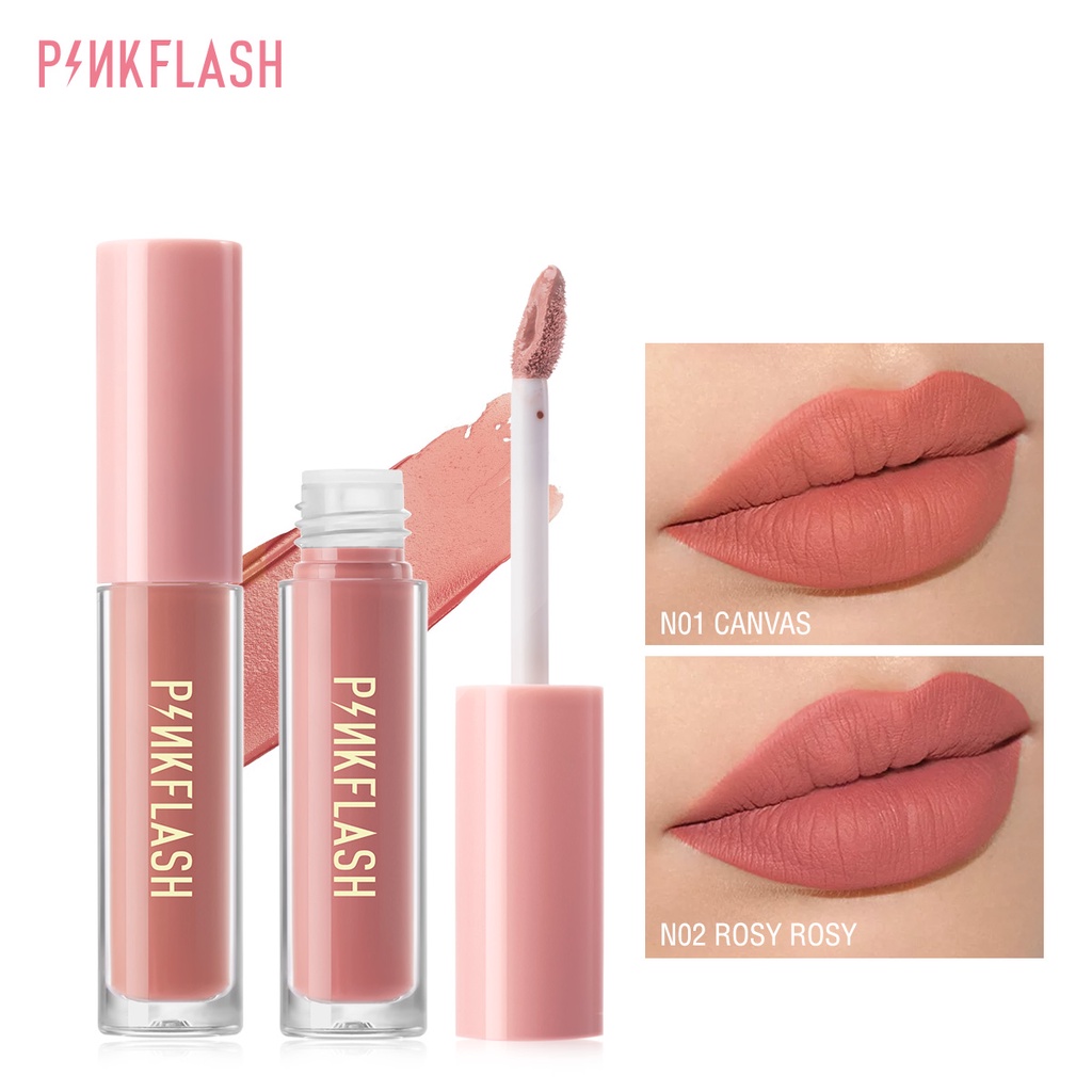BFM001 PINKFLASH Matte Lipstik Lembut Tahan Lama Pelembab Pigmentasi Tinggi 24 Colors