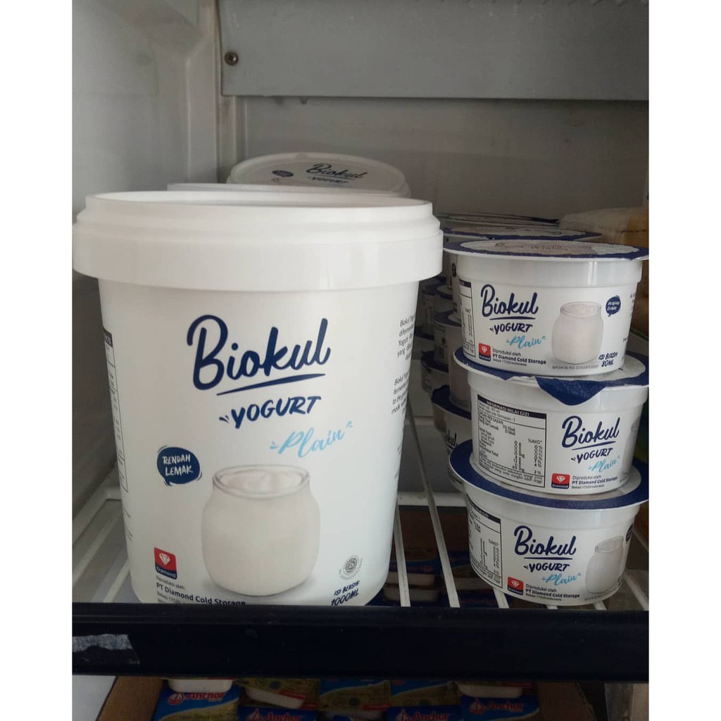 Yogurt Biokul Stirred Plain 1Liter Diamond, 1000 ml , Rasa Plain