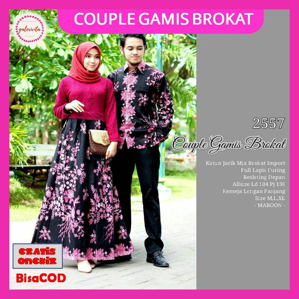 Couple Gamis / Couple Batik Sarimbit Gamis Kondangan / Couple Gamis Batik Pekalongan