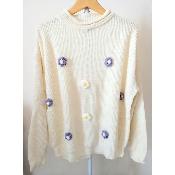 SWEATER RAJUT REWORKED FLOWER