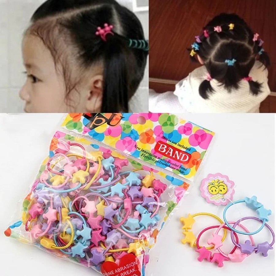 Sgmshop Karet rambut anak motif 50 pcs ikat kuncir rambut Anti Molor
