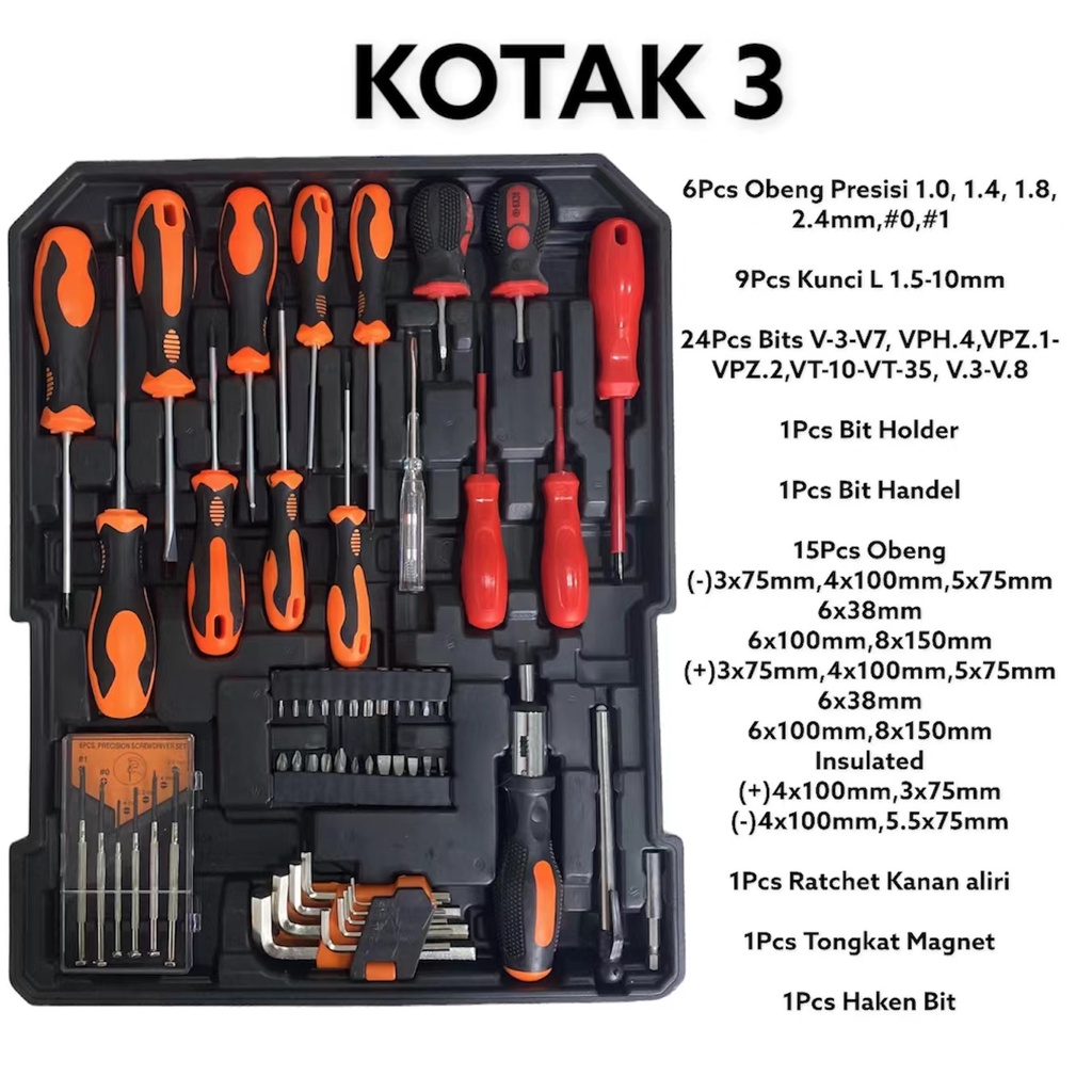 Tool Kit Set 187 PCS Perkakas Bengkel/Tool box set/Perkakas Bengkel/Alat Bengkel Perkakas Lengkap/kunci set