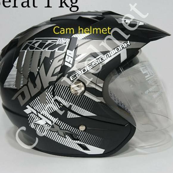 Helm Motor SNI 2 kaca (double visor) DMN Duke Black doff abu G52R