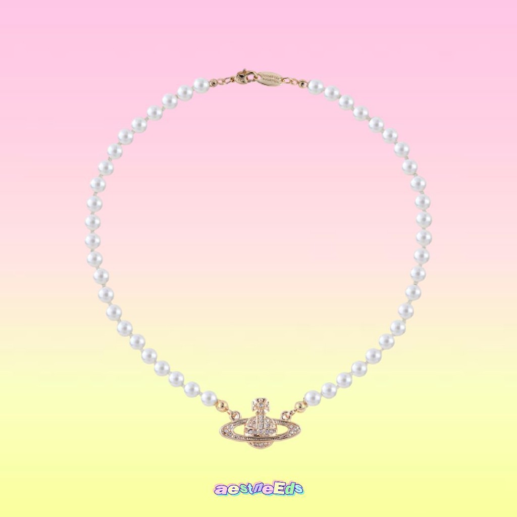 OPHELIA PEARL NECKLACE AESTNEEDS Vivienne Westwood Dupe Aesthetic Pearl Necklace Kalung Mutiara