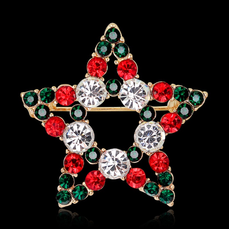 SIY  New Christmas Brooch Pins Star Rhinestone Jewelry Fashion Women Gifts Decoration