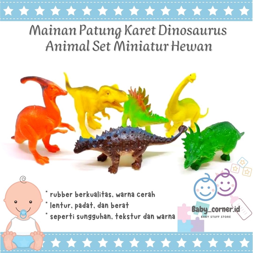 Miniatur figur animal plastik dan karet hewan dinosaurus safari ikan rubber karet | replika binatang | Mainan Sensori Anak