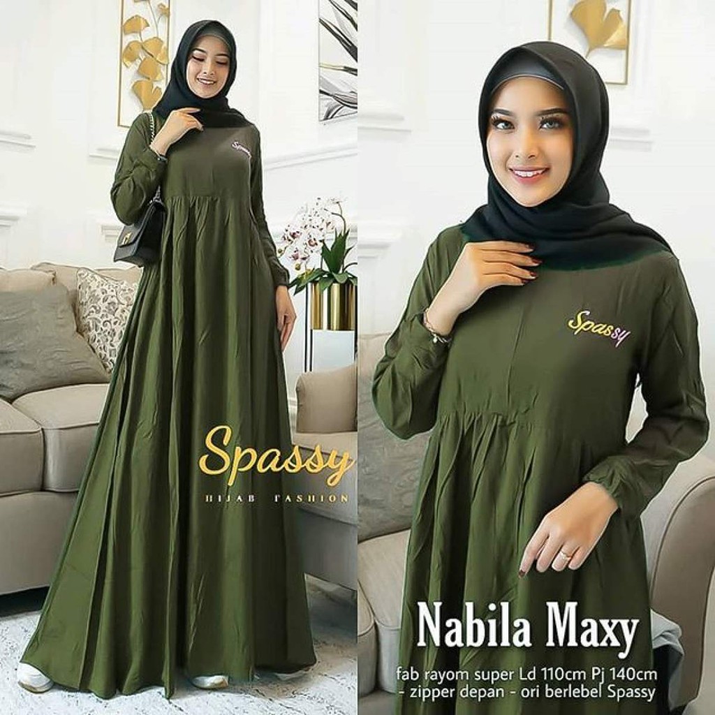 Nabila Maxy Dress / Gamis Rayon / Bahan Katun Rayon Premium / Gamis Polos Bahan Adem / Gamis Busui