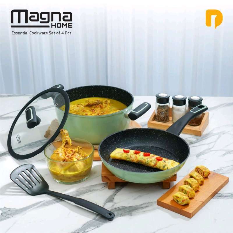 Magna Home Essential Set of 4 Pcs Panci Warna Hijau Tosca Dusdusan