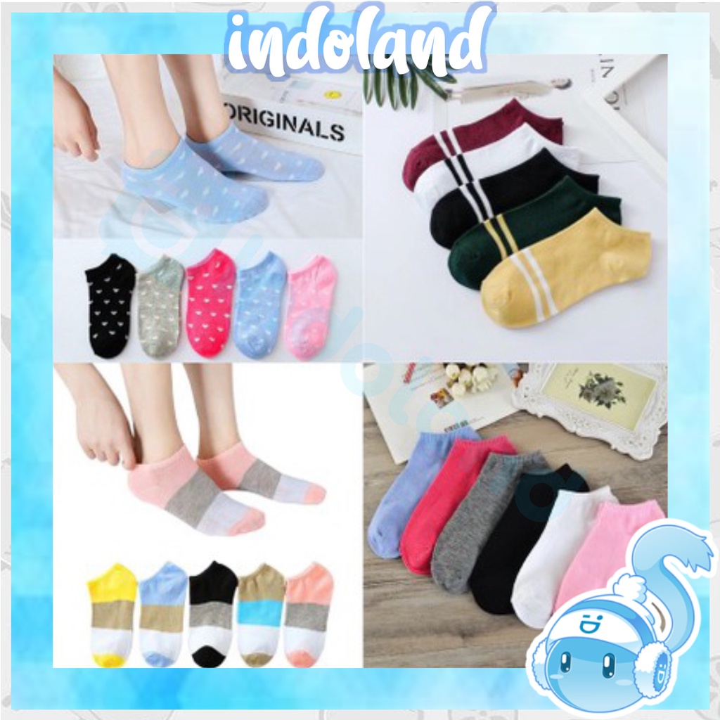 ☀ INDOLAND ☀ Kaos Kaki Wanita Polos Kaos Kaki Pendek Semata Kaki Ankle Bahan Spandex Lembut Cute Short R097 R098  R100