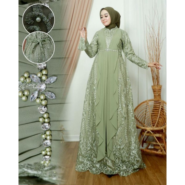 Permata Olshop / Kebaya Gamis Viara NK / Gamis Kebaya Pesta / Gamis Modern / Kebaya Kondangan / Gamis Bridesmaid