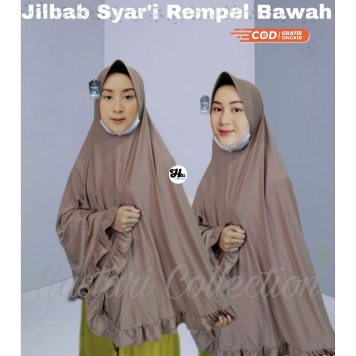 Jilbab UMROH &amp; HAJI Kerudung Jumbo Syari Rempel Instan Khimar Premium XXL